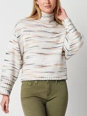 Design History NWOT Striped Turtleneck Sweater Sz L